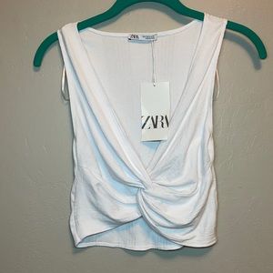 NWT Zara Textured Top w/ Knot Sz Small
